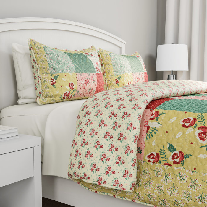 Rosalind Wheeler Imtiyaz Pastel Patchwork Reversible Quilt Set
